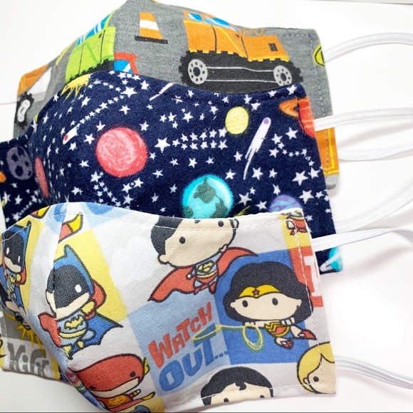 3 PCS Boys Face Mask Triple Layer Handmade - Picture 2 of 3